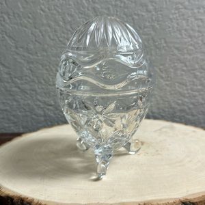Vintage Glass Egg footed with glass removable top beautiful for Easter